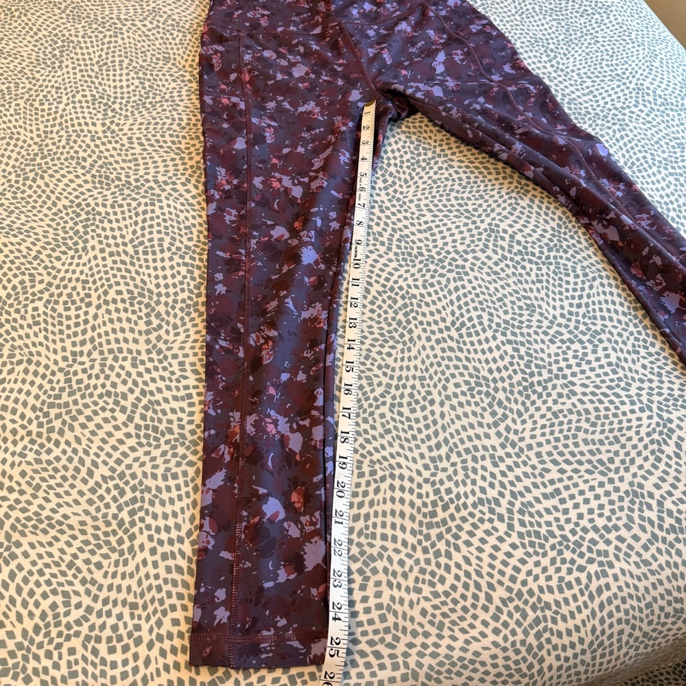 Purple and Pink Floral Patterned Leggings - Picture 4 of 4